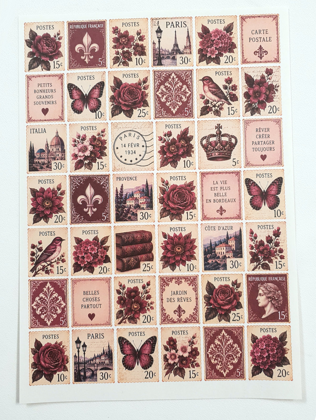 Cut Apart Stickers Sheet - Postage Stamps - VPS-S7