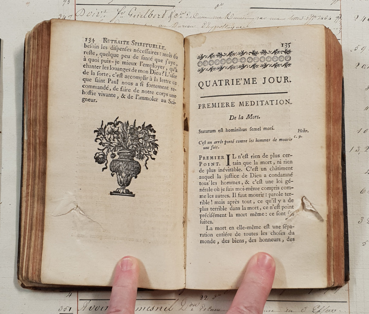 Authentic Antique 1740 French Book - QK