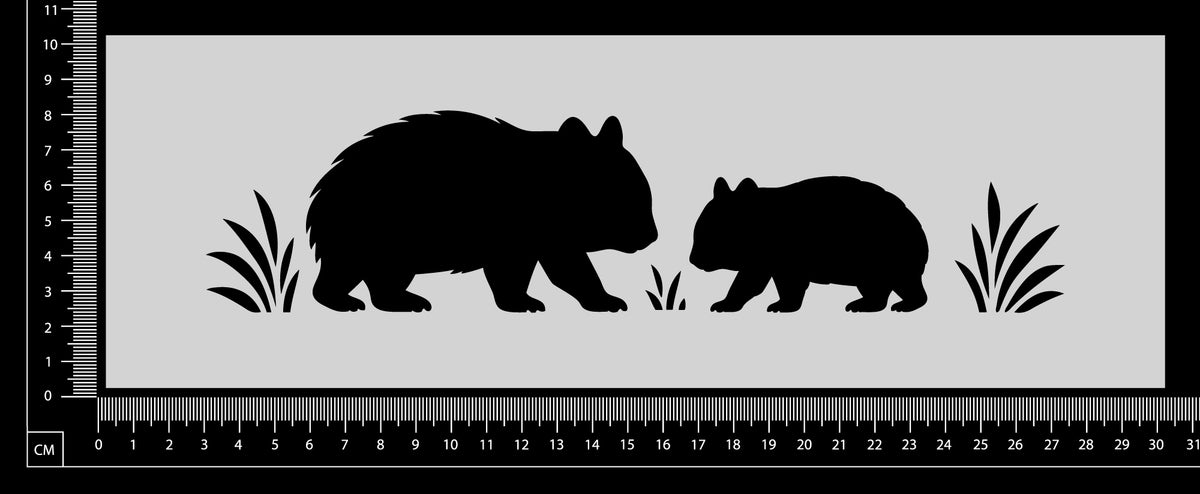 Wombat Family - Stencil - 100mm x 300mm
