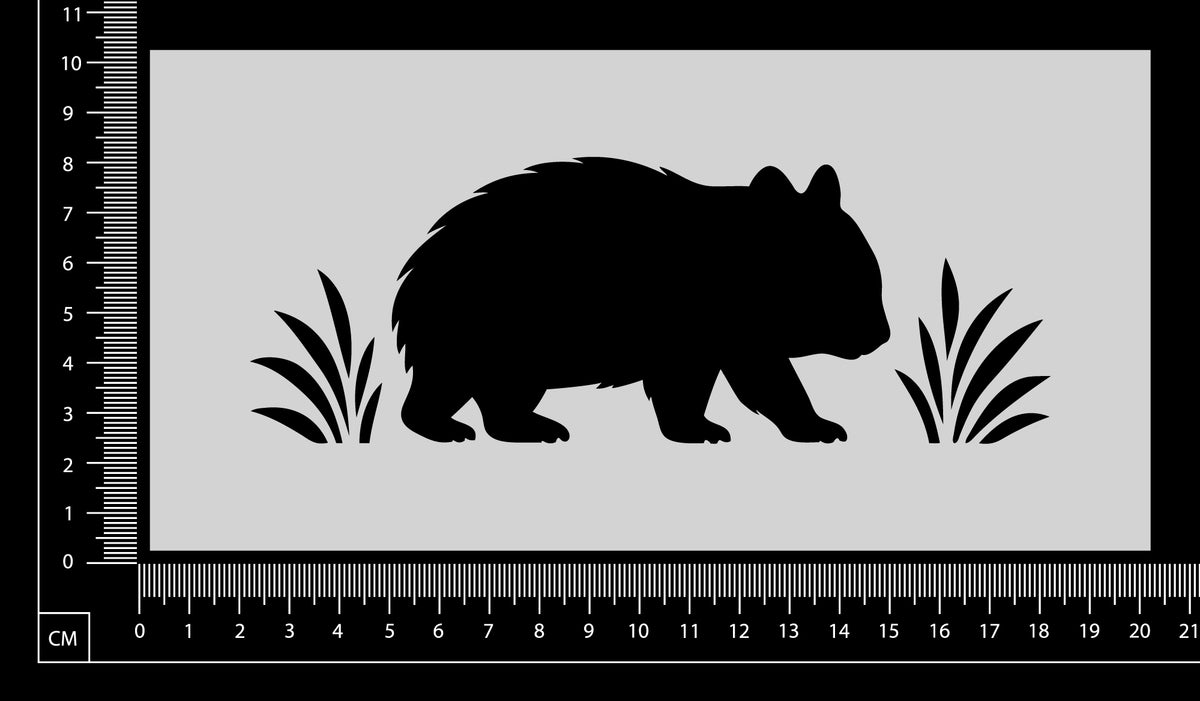 Wombat with Grass - Stencil - 100mm x 200mm