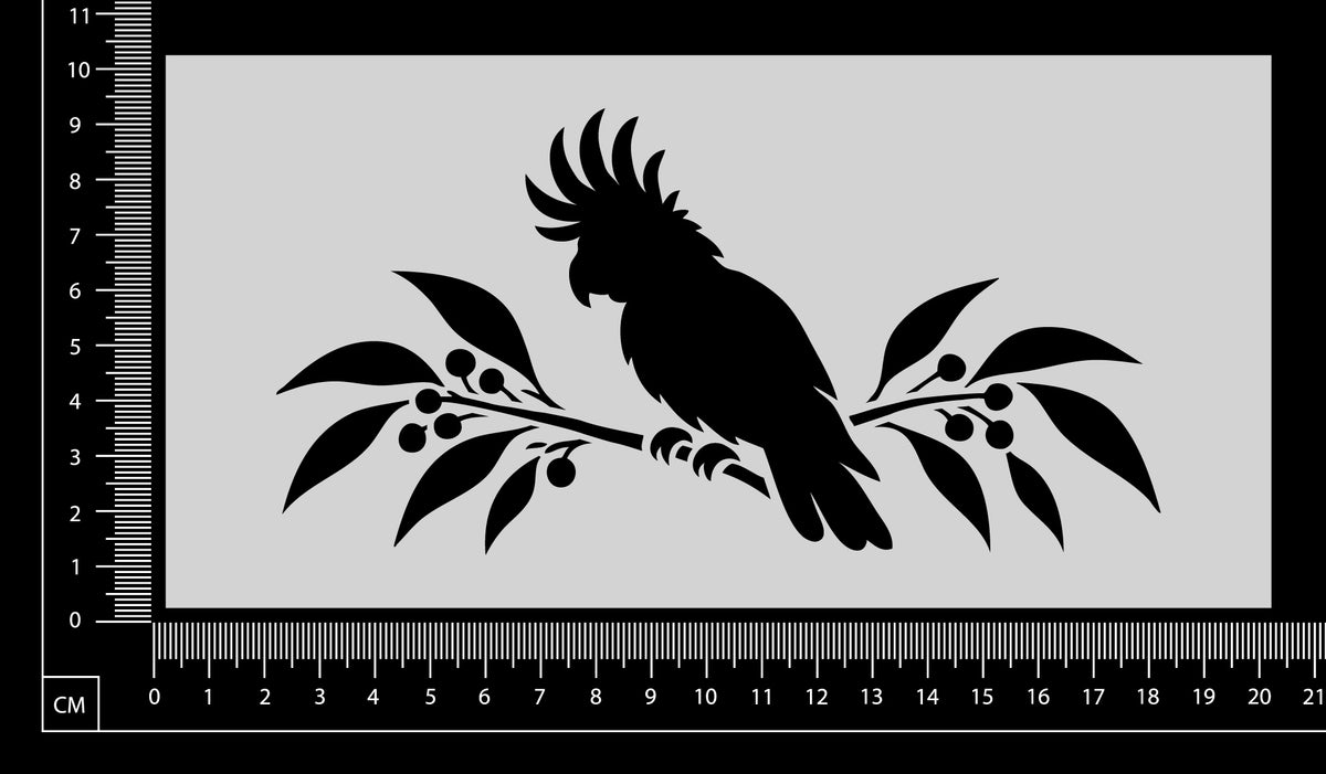Cockatoo on Branch - B - Stencil - 100mm x 200mm