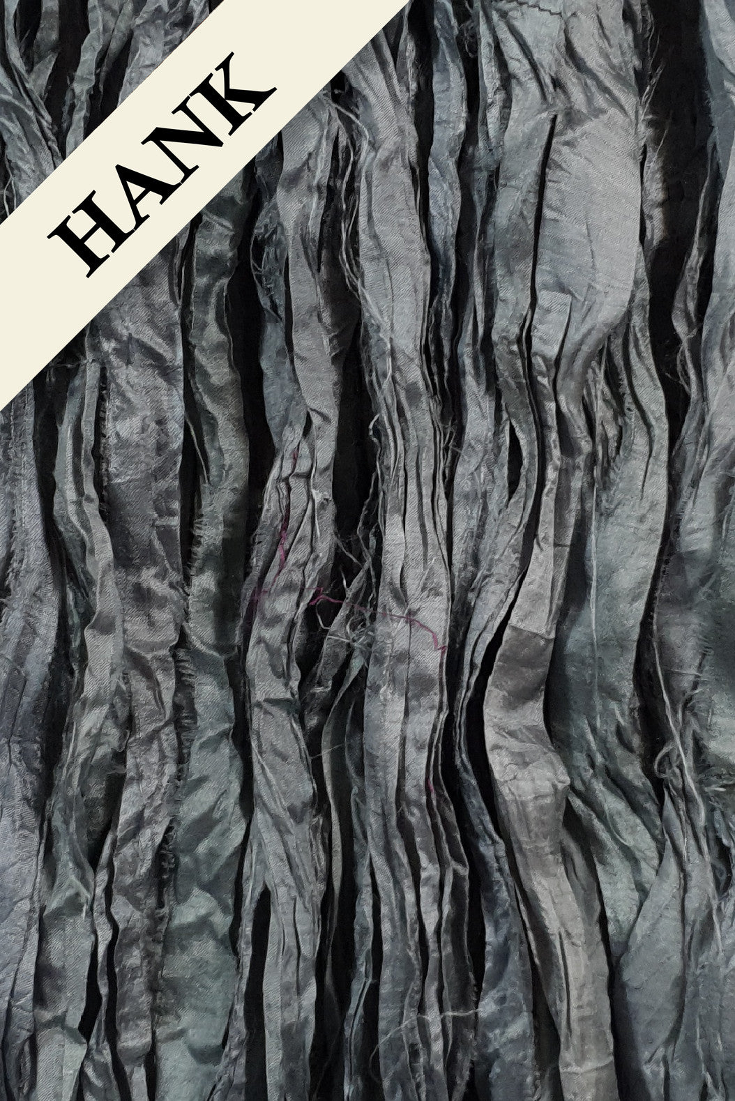 Reclaimed Sari Silk Ribbon - Gunmetal Grey - Hank
