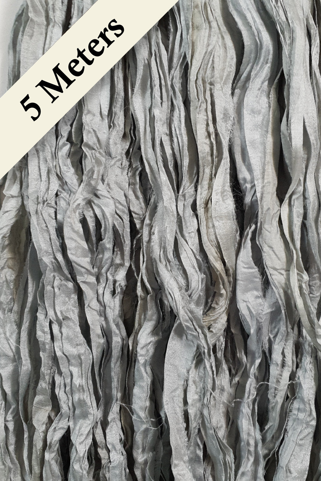 Reclaimed Sari Silk Ribbon - Mercury - 5m Pack