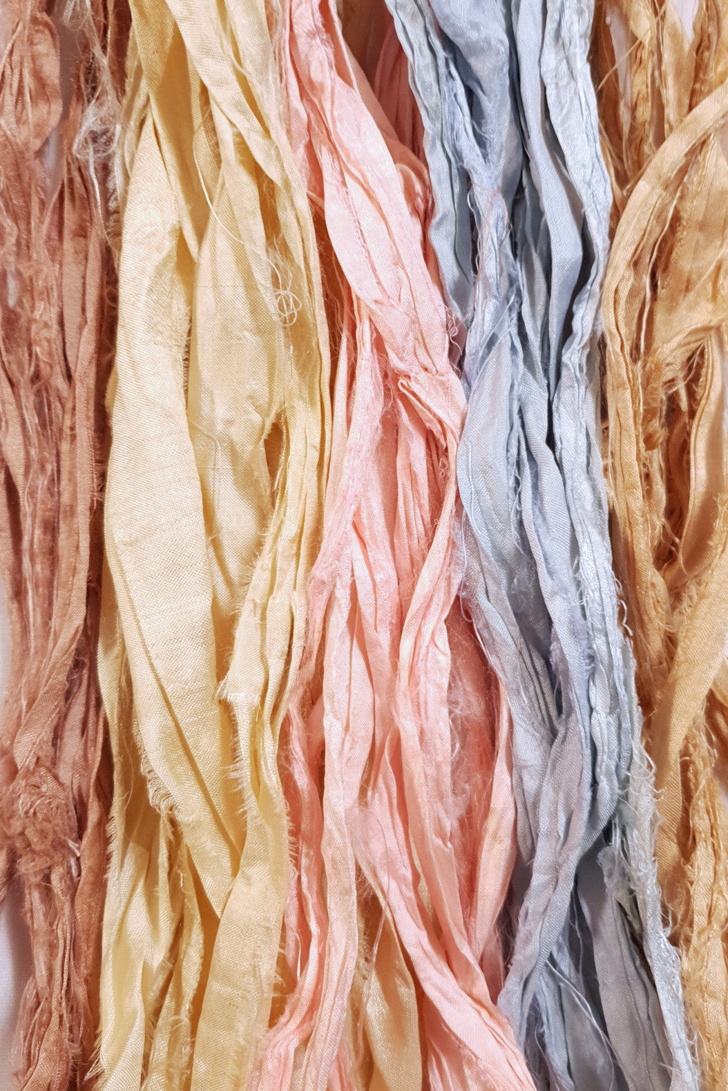 Reclaimed Sari Silk Ribbon - Pastels