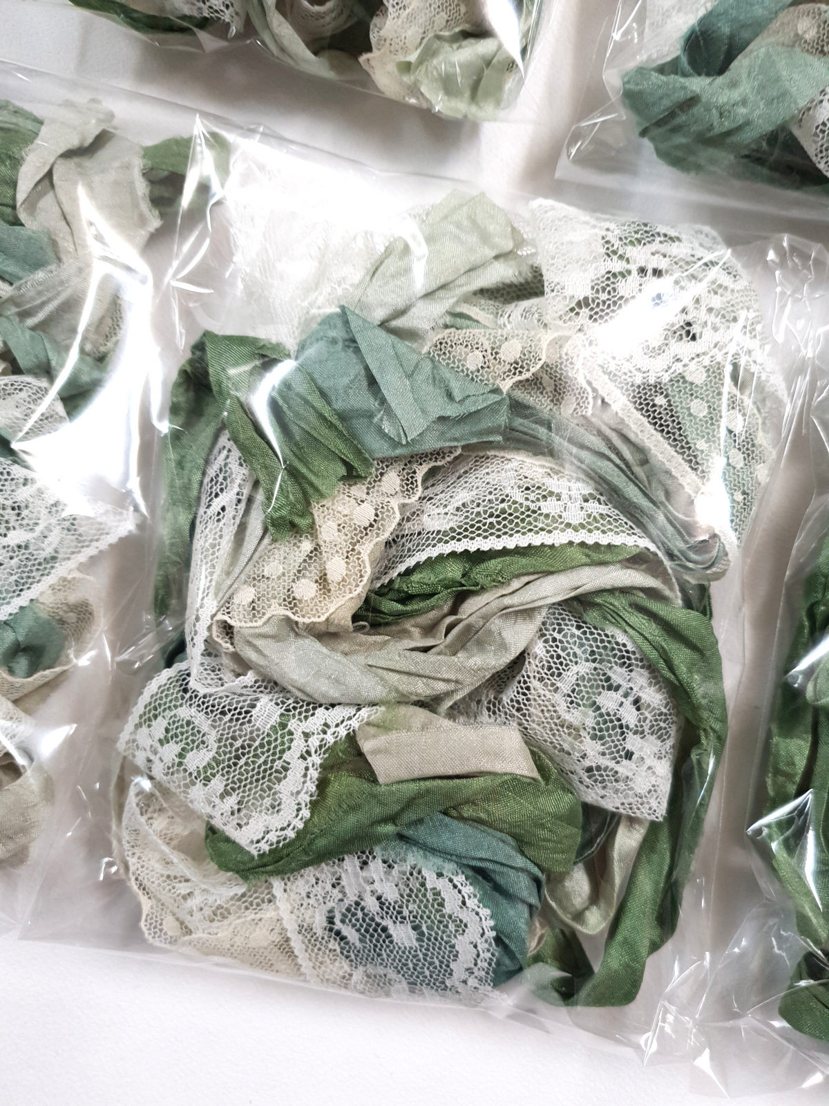 Garden Greens – Sari Silk & Vintage Lace Pack - MK