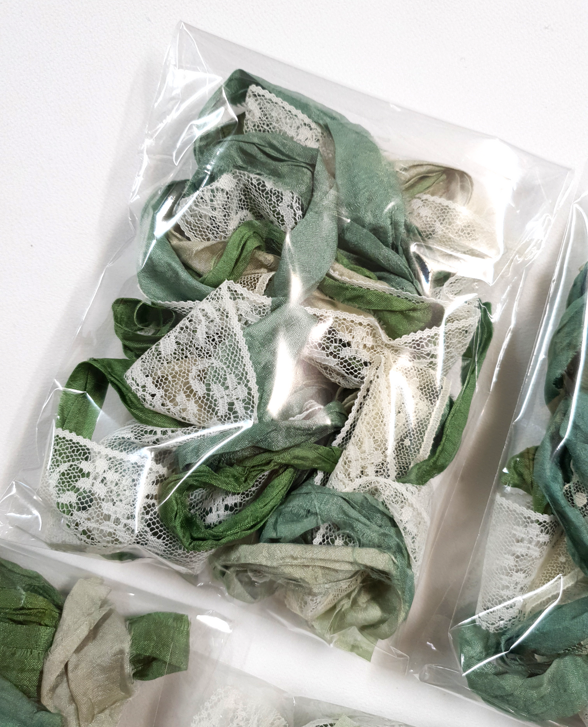Garden Greens – Sari Silk & Vintage Lace Pack - MK