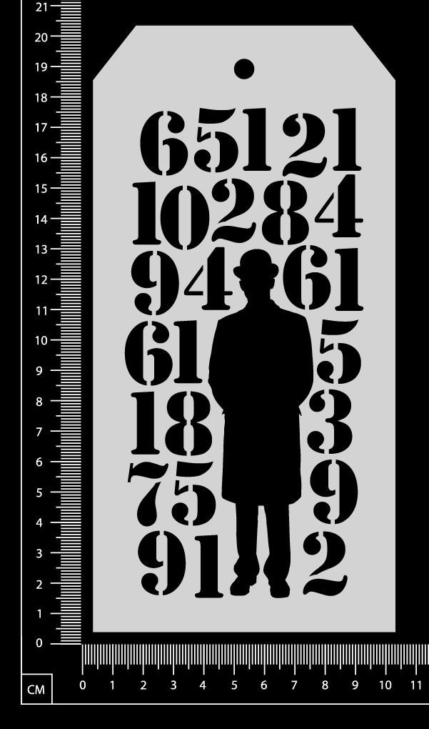 Tag Stencil - Vintage Numbers Gentleman - 100mm x 200mm