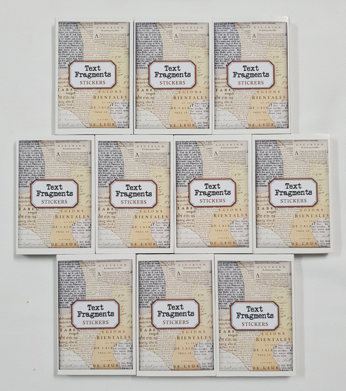 Tin of Assorted Stickers - Text Fragments - Selected at Random