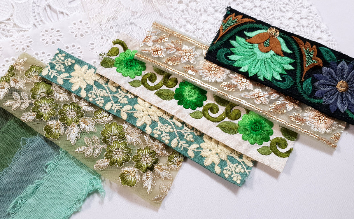 Lace & Trim Snippets Pack - Greens