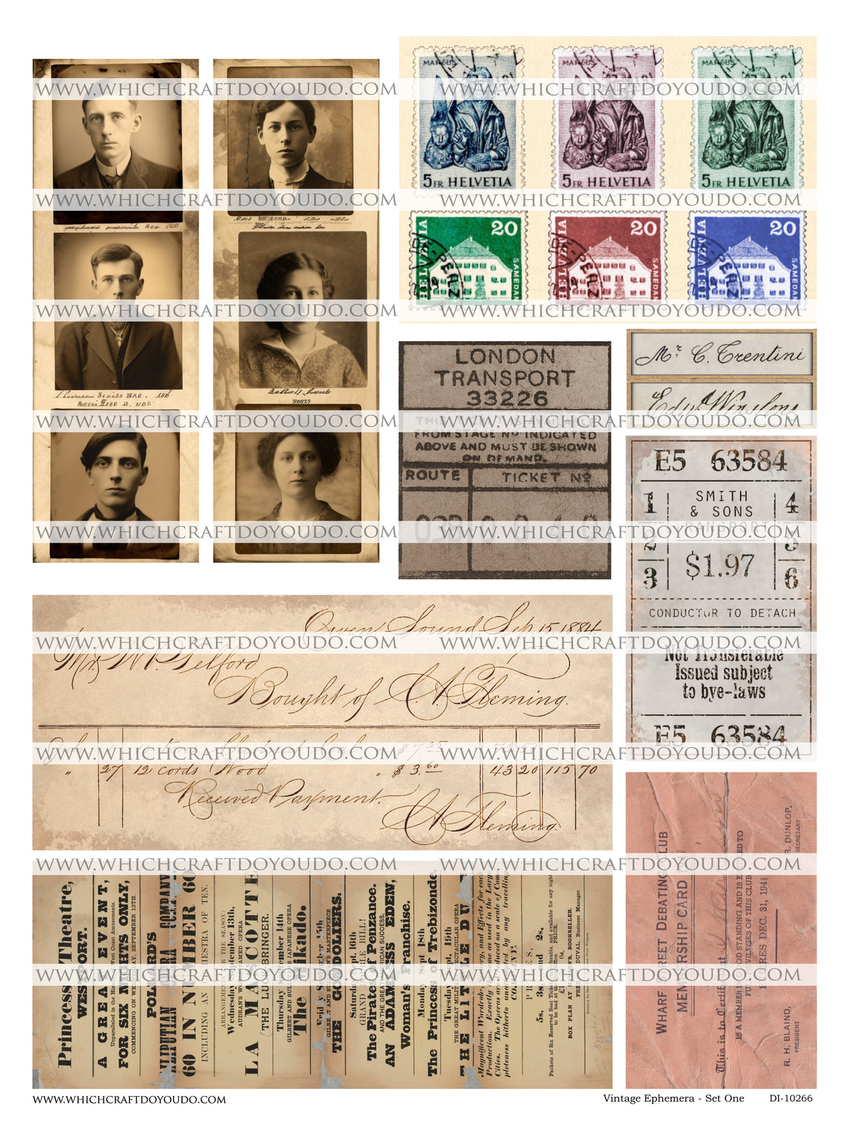 FREEBIE - Vintage Ephemera - Set One - DI-10266 - Digital Download