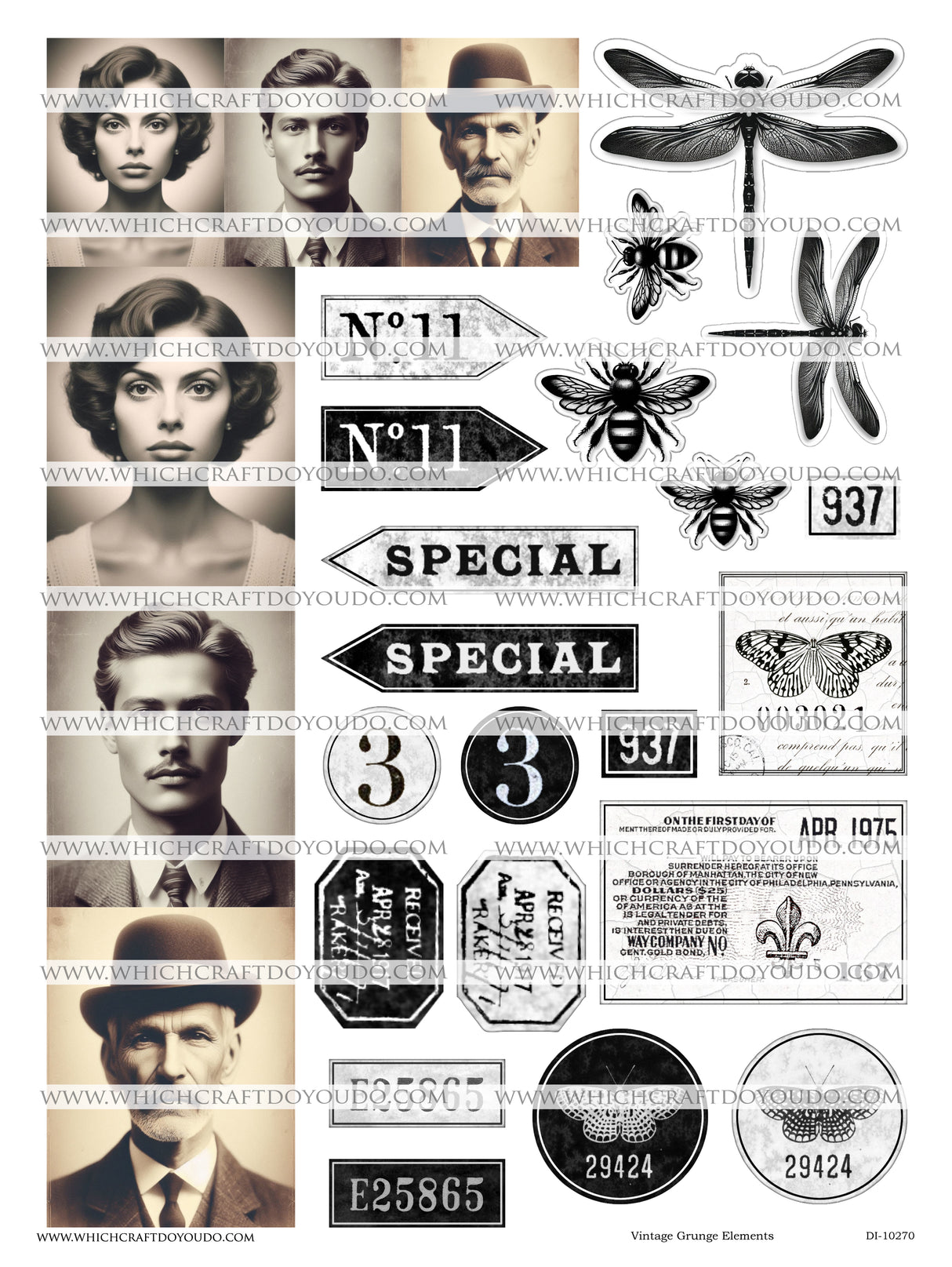 FREEBIE - Vintage Grunge Elements DI-10270 - Digital Download