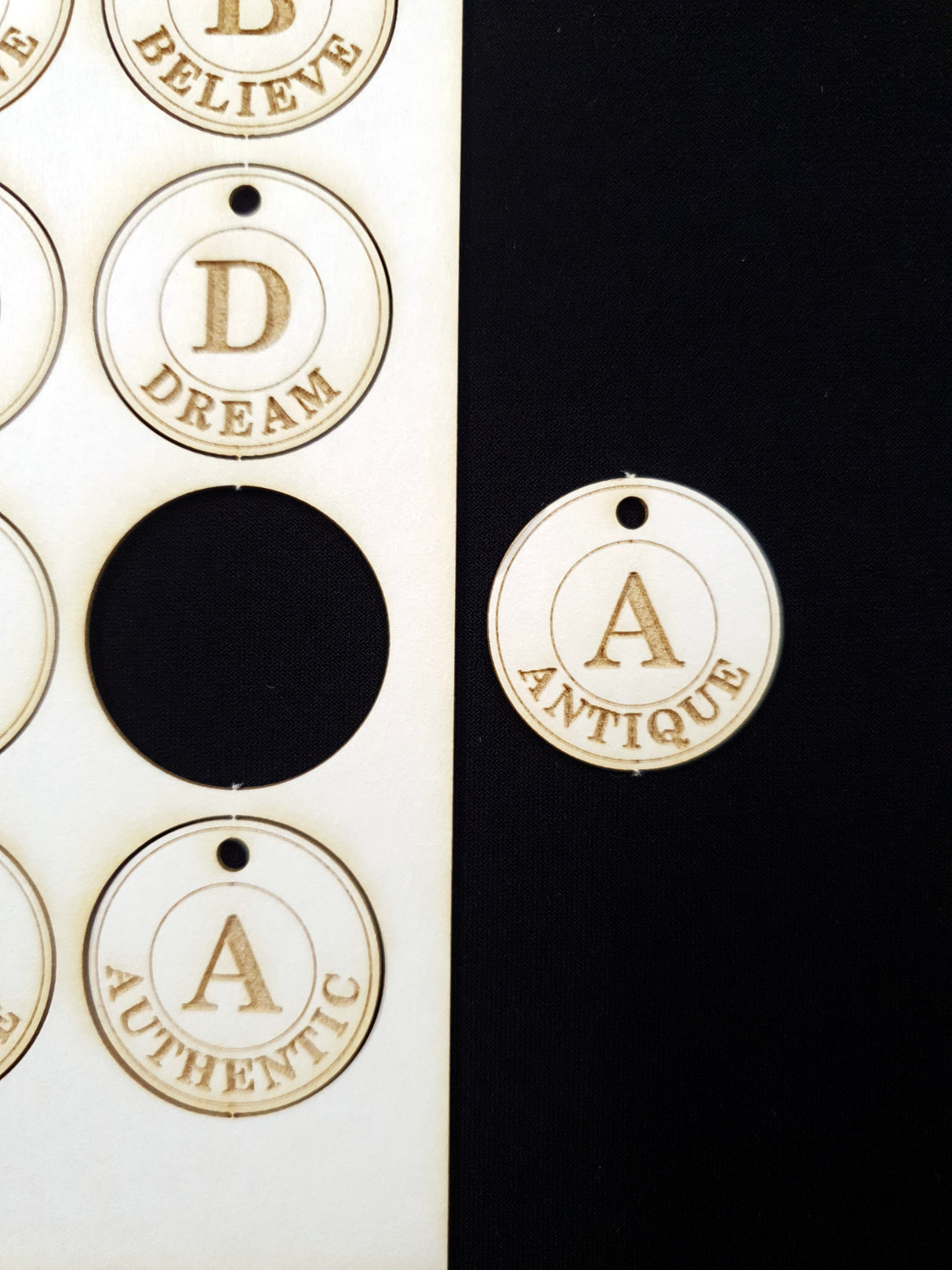 Vintage Word Charms - White Chipboard