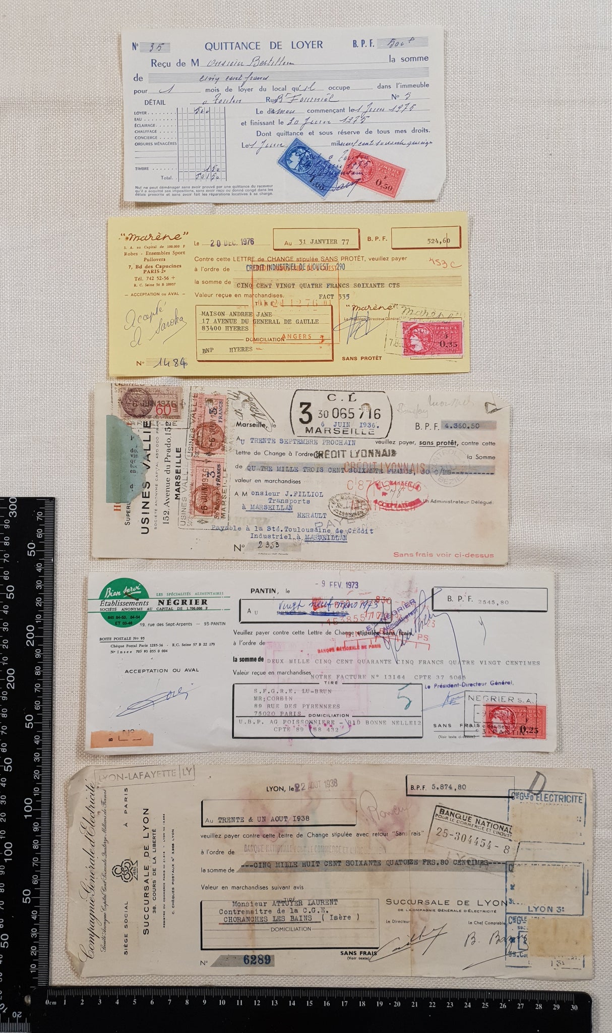 Authentic French Documents - Set of 5 Pieces - CZ