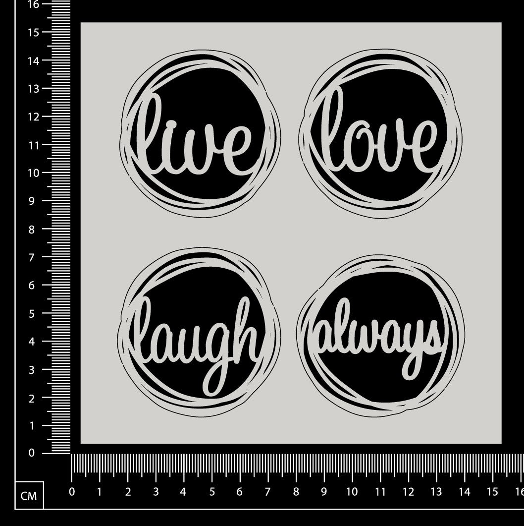 Distressed Word Circles Set - White Chipboard