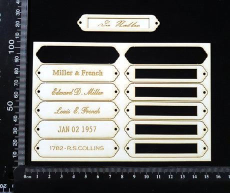 Word Plates - Miller & French - Laser Engraved - White Chipboard