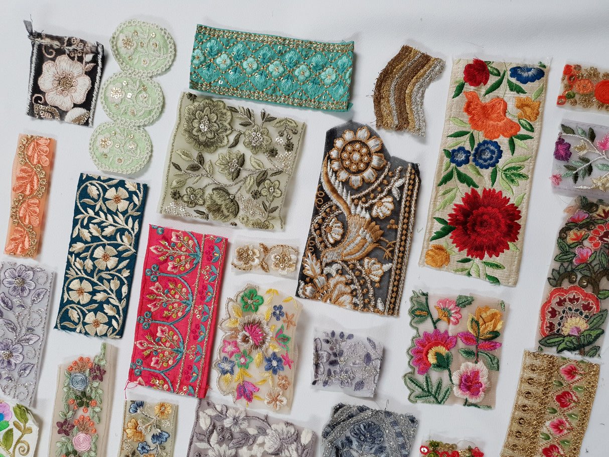 Assorted Embroidered Trim Scraps Pack - ZB