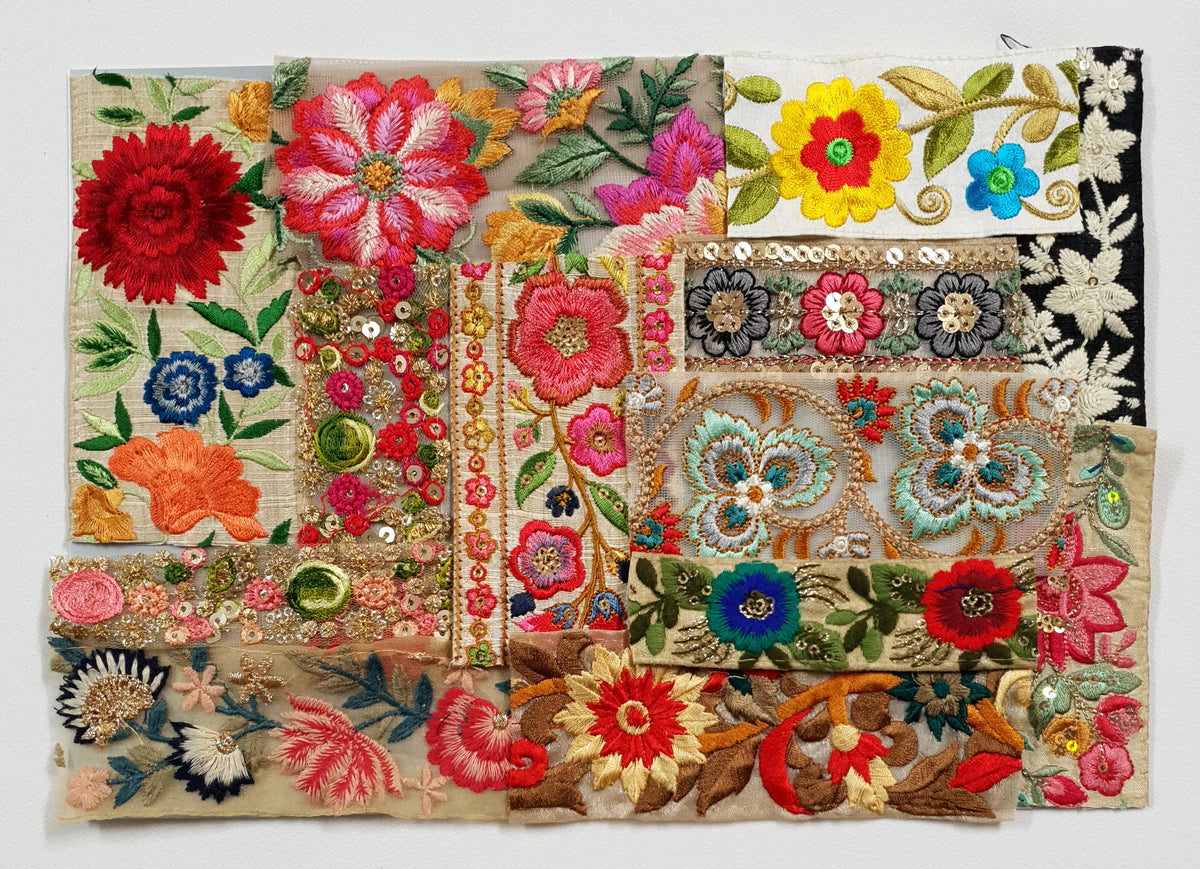 Assorted Embroidered Trim Scraps Pack - ZE