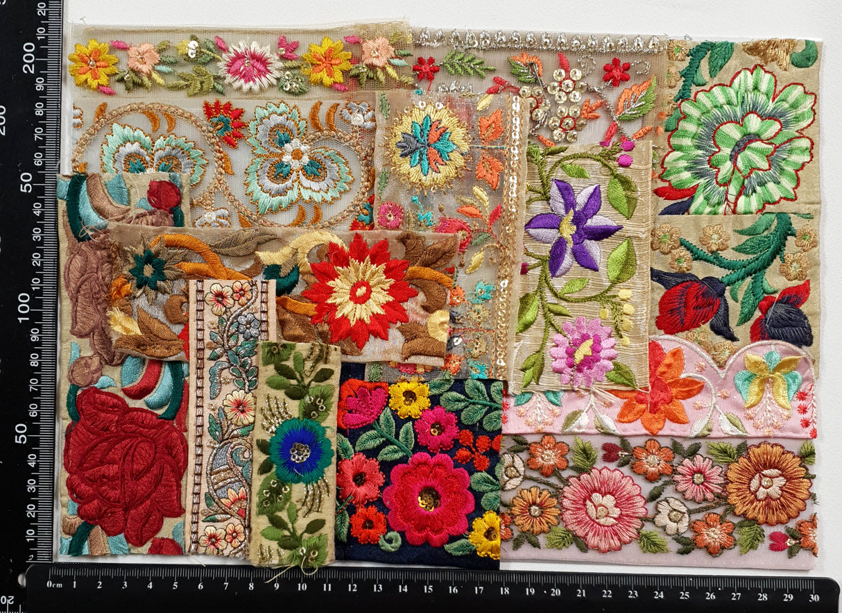 Assorted Embroidered Trim Scraps Pack - ZF