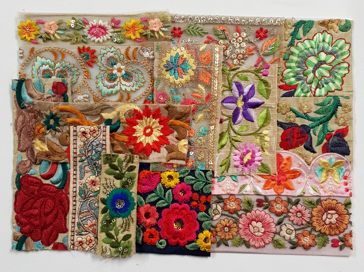 Assorted Embroidered Trim Scraps Pack - ZF