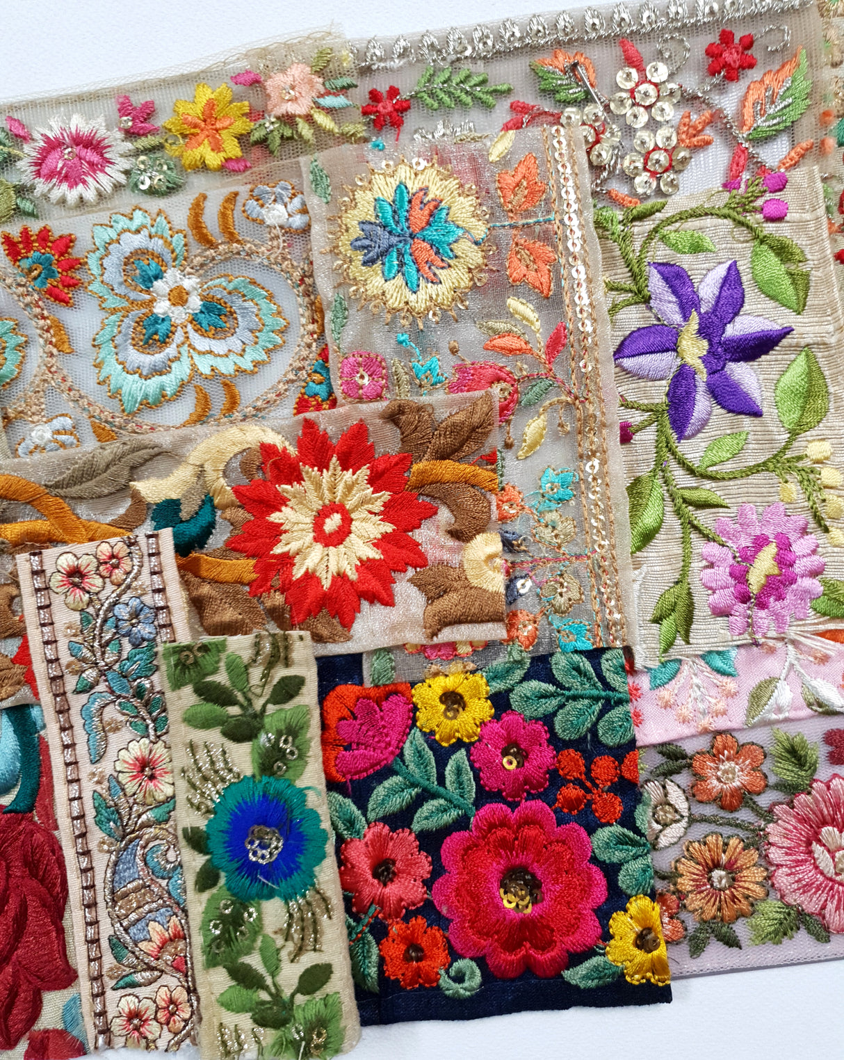 Assorted Embroidered Trim Scraps Pack - ZF