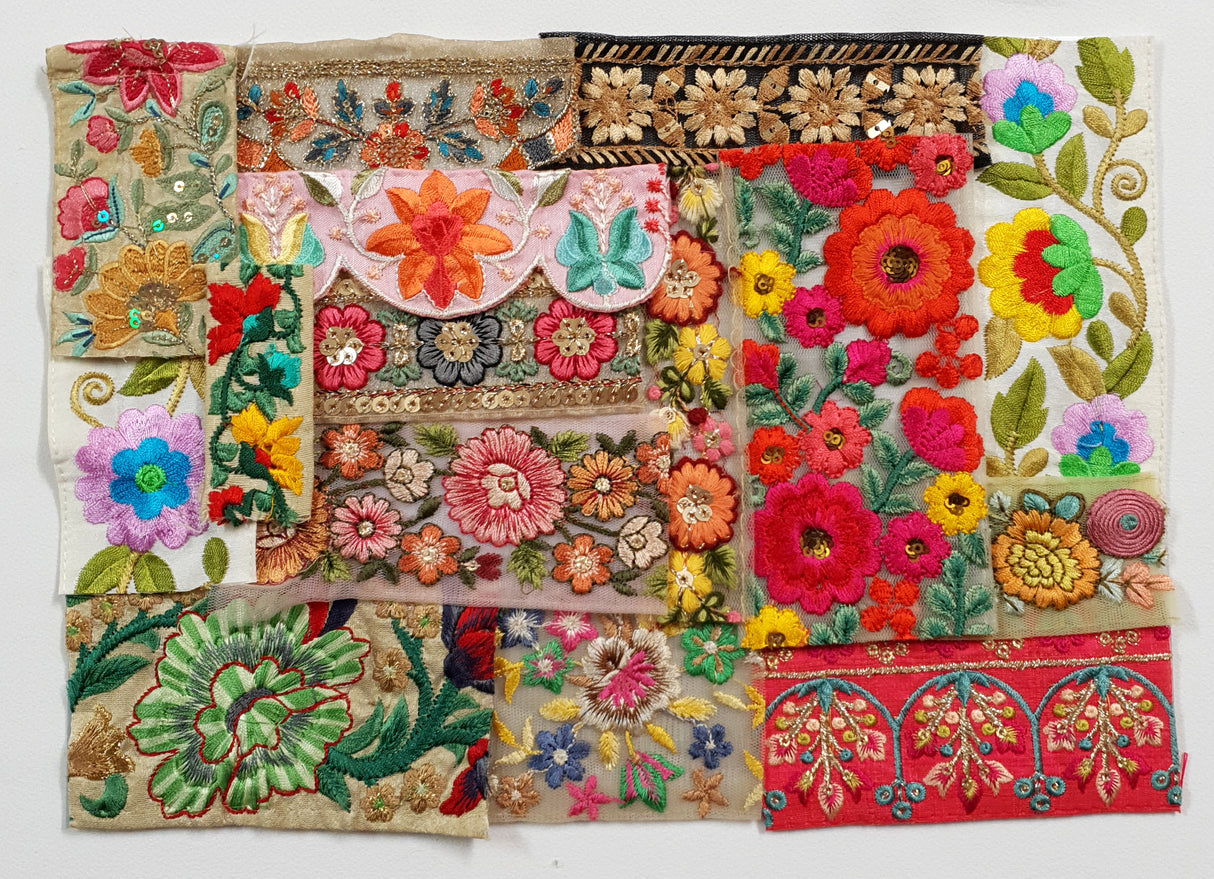 Assorted Embroidered Trim Scraps Pack - ZG