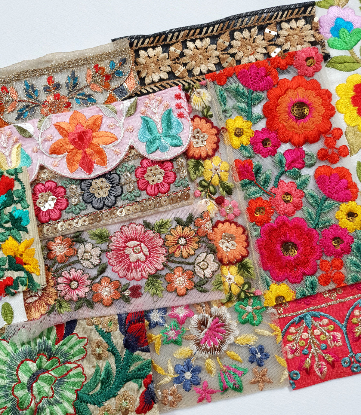 Assorted Embroidered Trim Scraps Pack - ZG