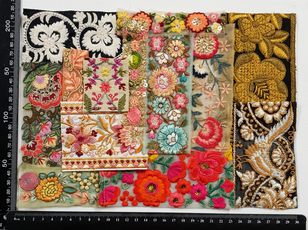 Assorted Embroidered Trim Scraps Pack - ZH