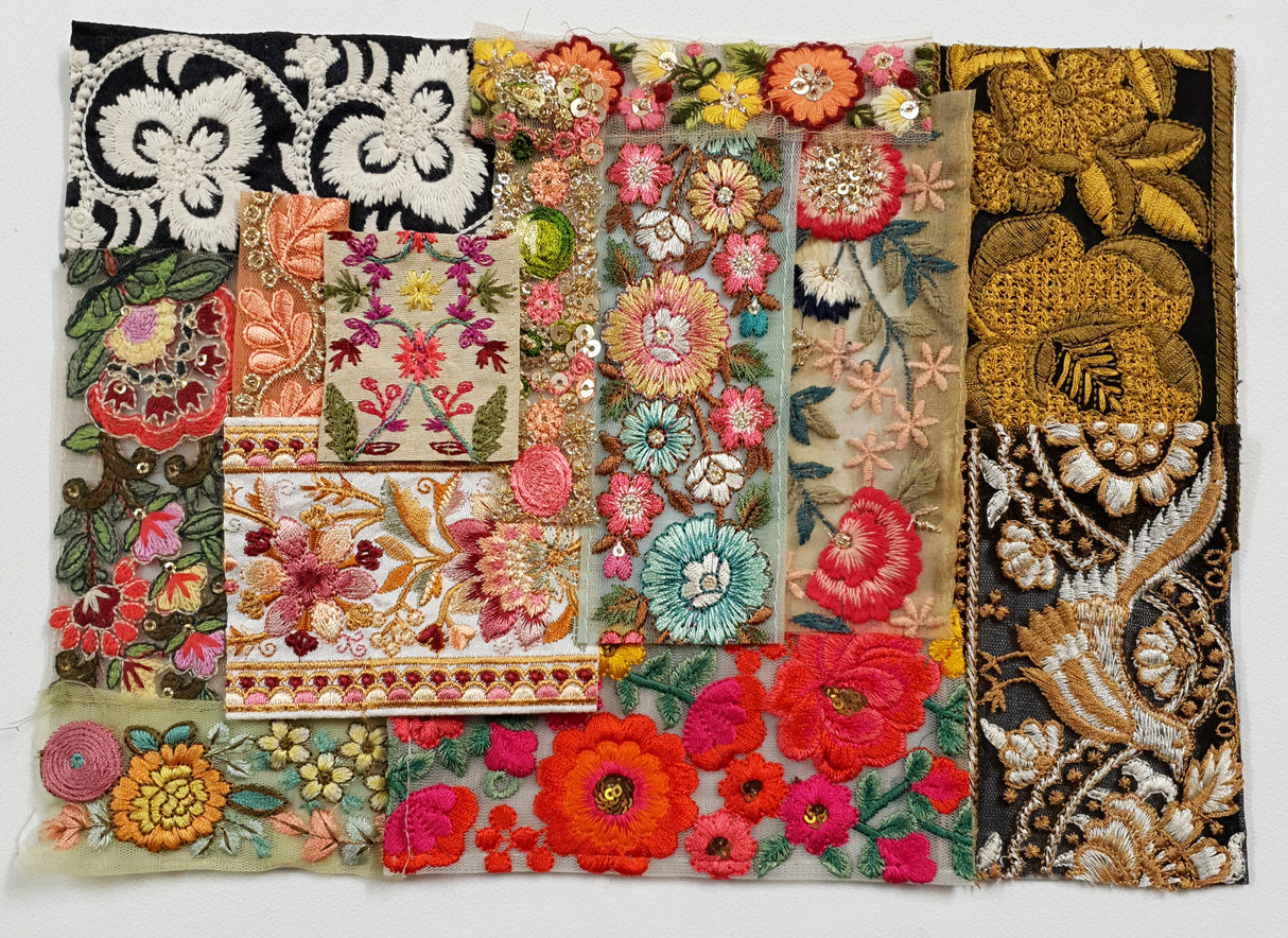 Assorted Embroidered Trim Scraps Pack - ZH