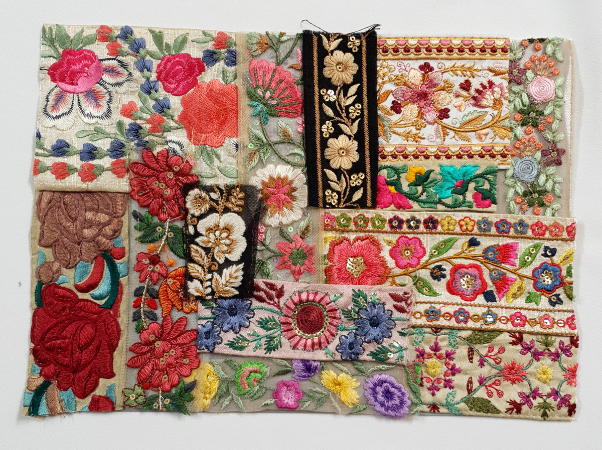 Assorted Embroidered Trim Scraps Pack - ZJ