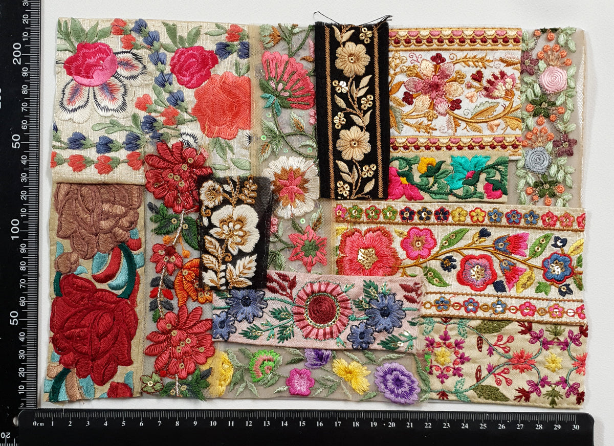 Assorted Embroidered Trim Scraps Pack - ZJ