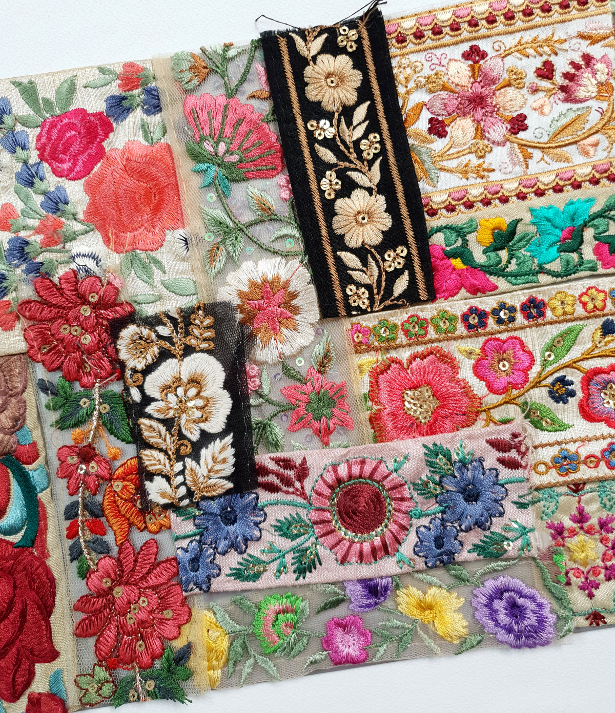Assorted Embroidered Trim Scraps Pack - ZJ