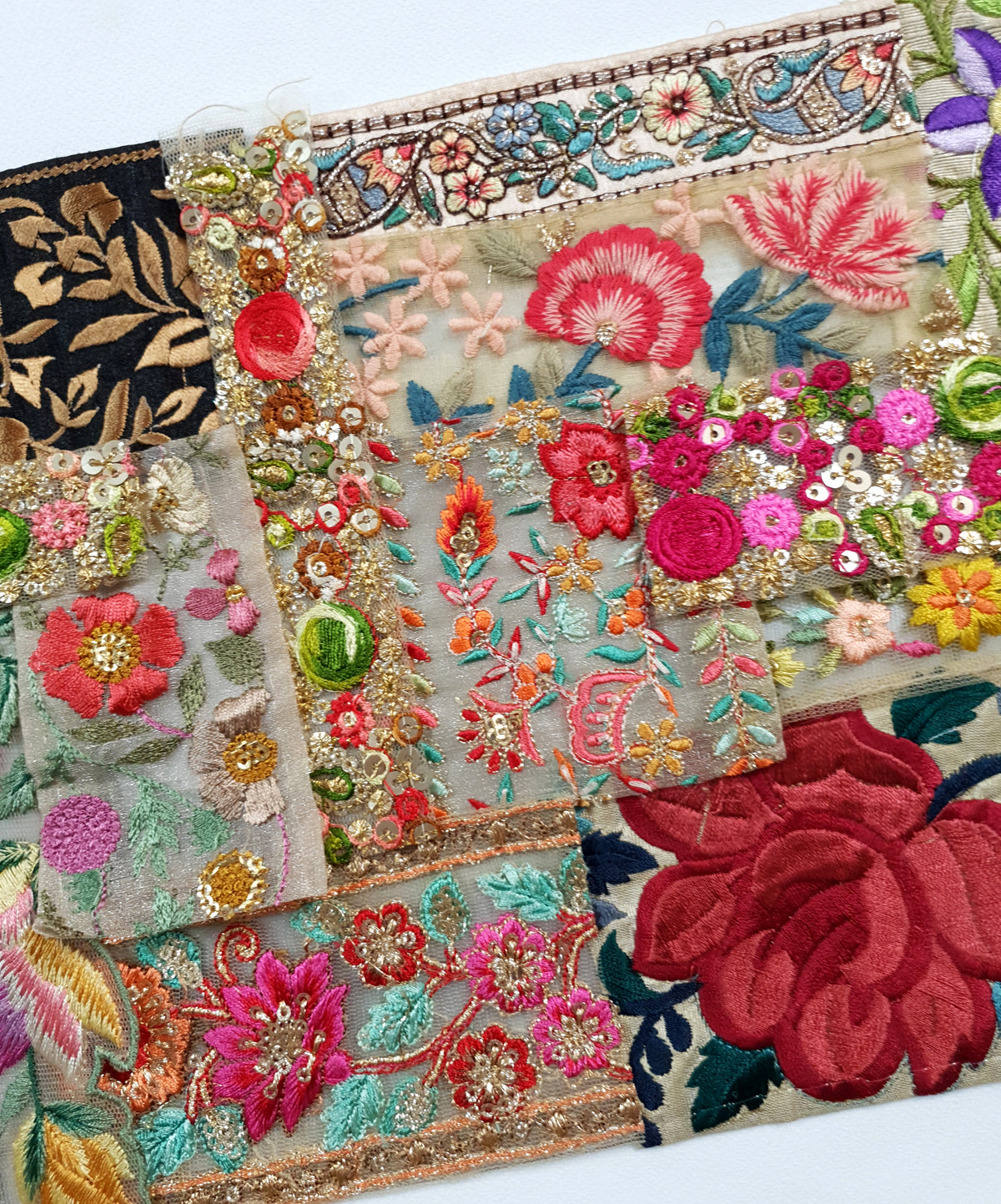 Assorted Embroidered Trim Scraps Pack - ZK