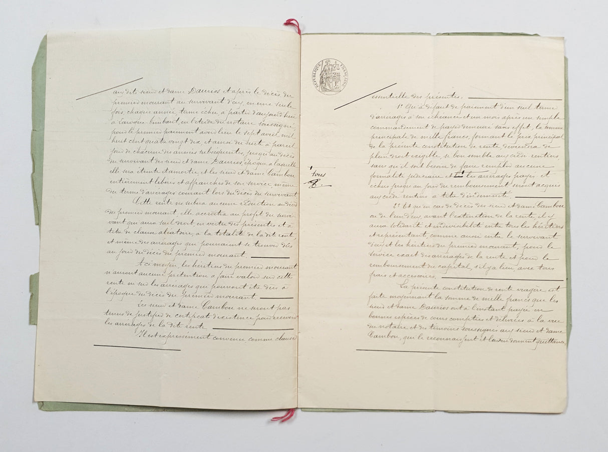 Authentic Antique French 1889 Notaire Document - BX