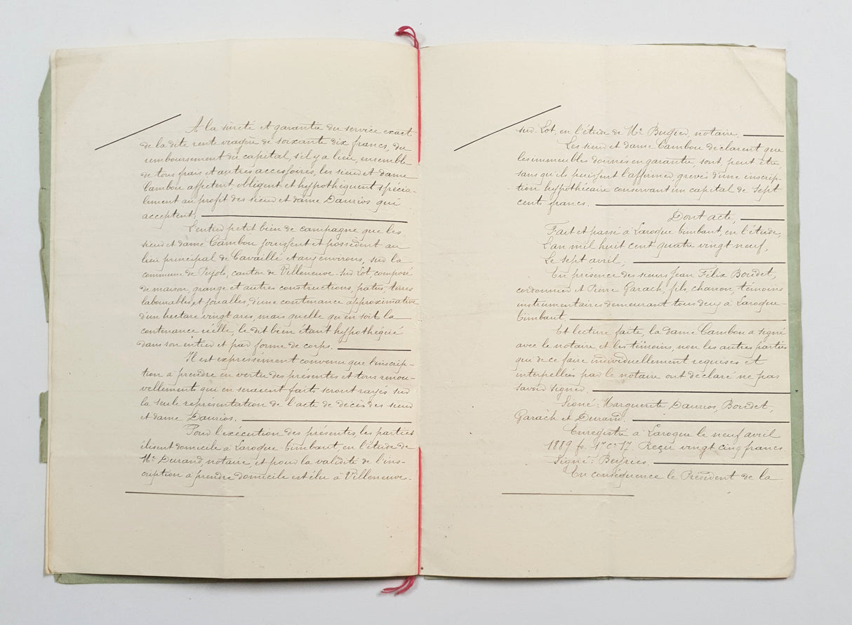 Authentic Antique French 1889 Notaire Document - BX