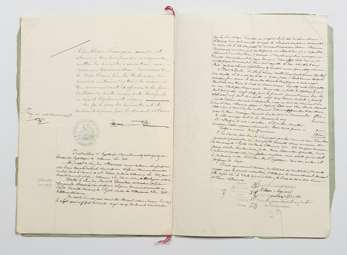 Authentic Antique French 1889 Notaire Document - BX