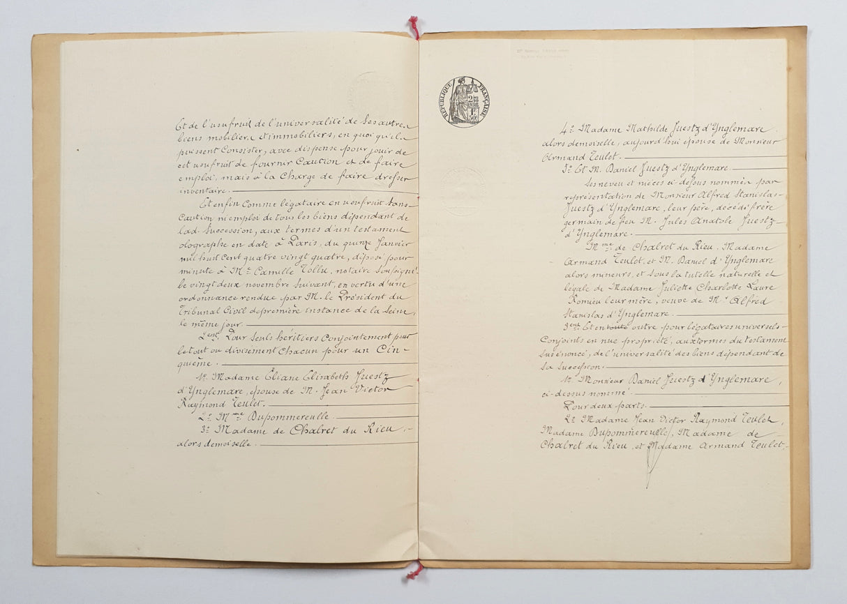 Authentic Antique French 1890 Notaire Document - BY