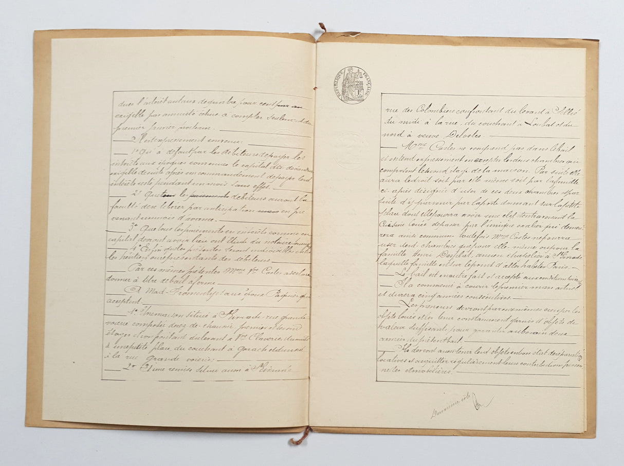 Authentic Antique French 1888 Notaire Document - BZ