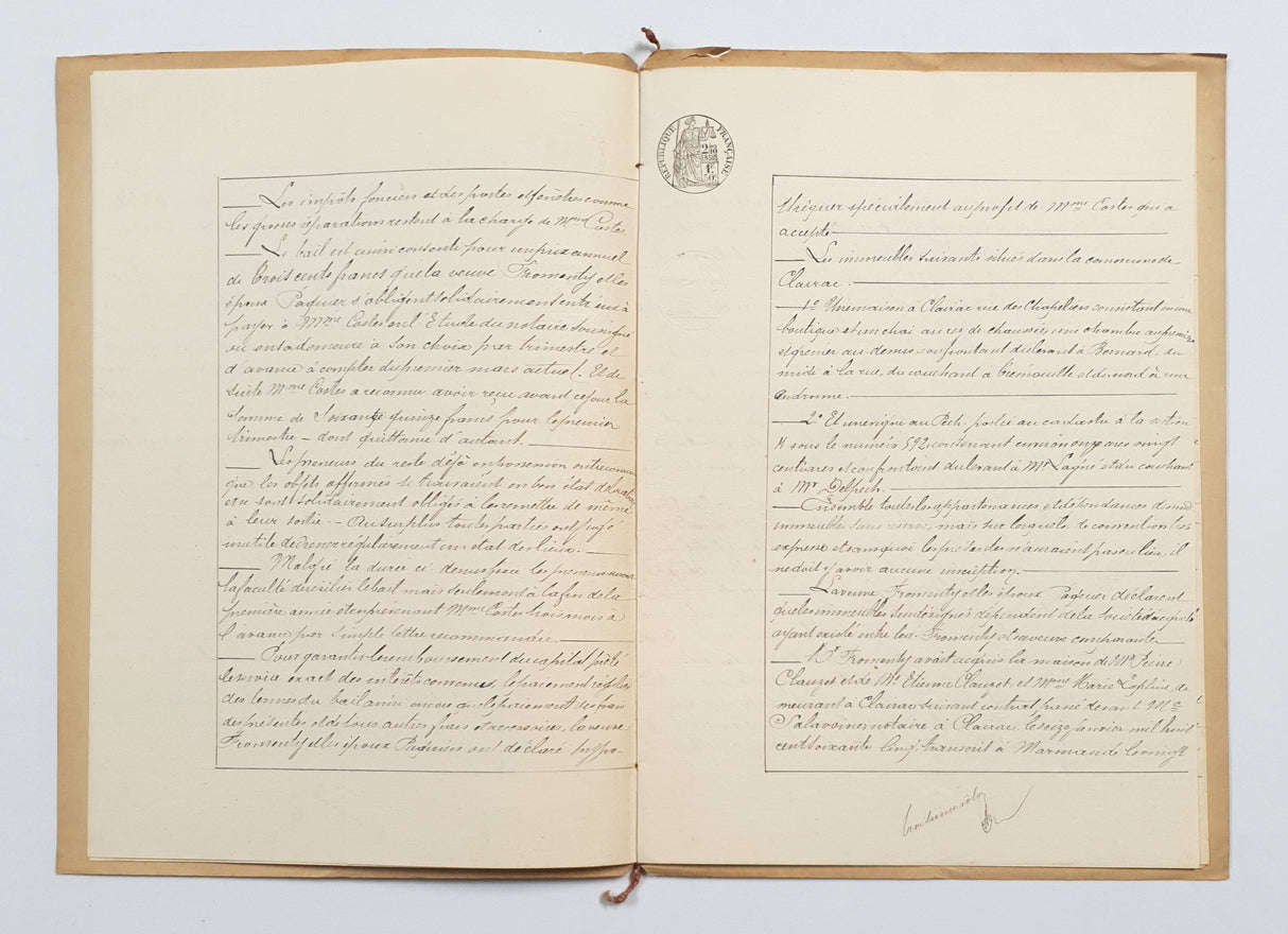 Authentic Antique French 1888 Notaire Document - BZ