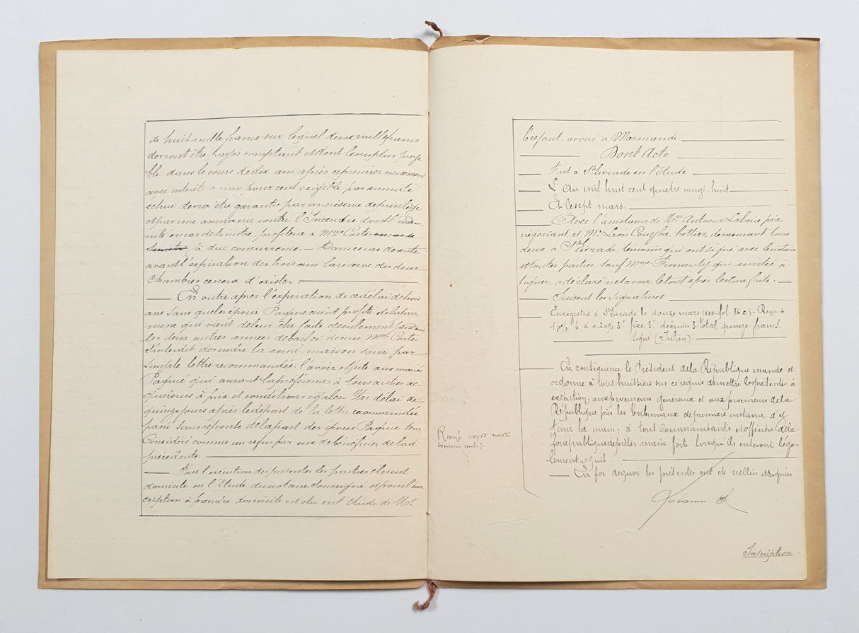 Authentic Antique French 1888 Notaire Document - BZ