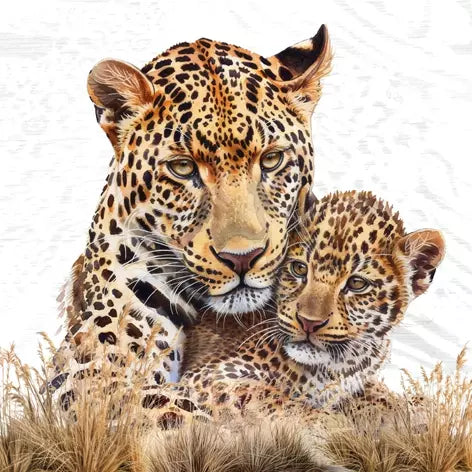Decoupage Napkin - (DN-8135) - Leopard Mum & Cub