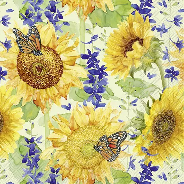 Decoupage Napkin - (DN-8057) - Sunflower & Larkspur