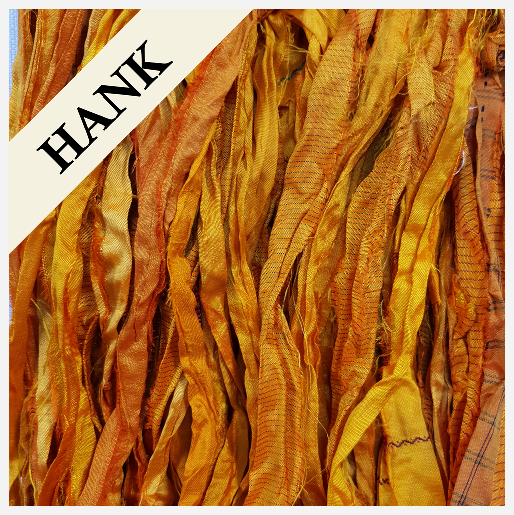 Reclaimed Sari Silk Ribbon - Marigold - Hank