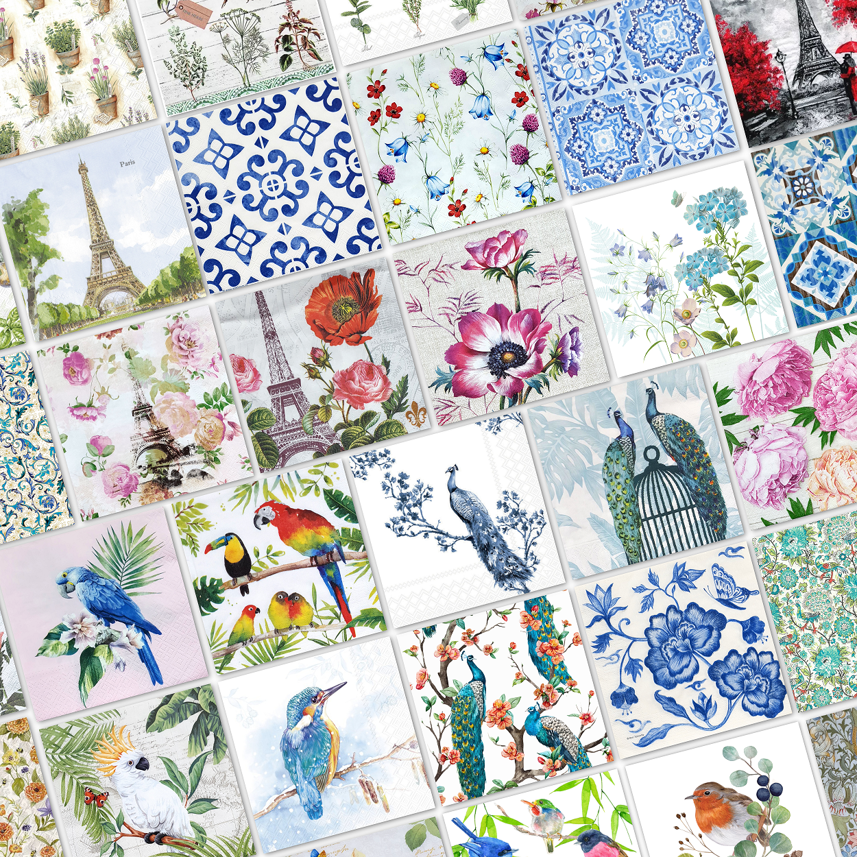 Assorted Decoupage Napkin Bundle - Set of 20