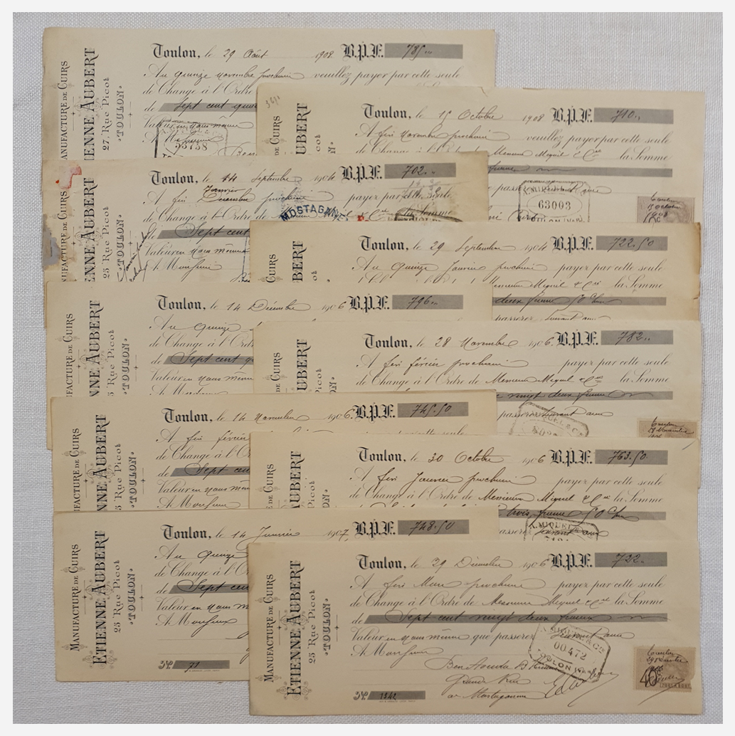 Authentic Antique French Receipt - Set of 10 - CY10