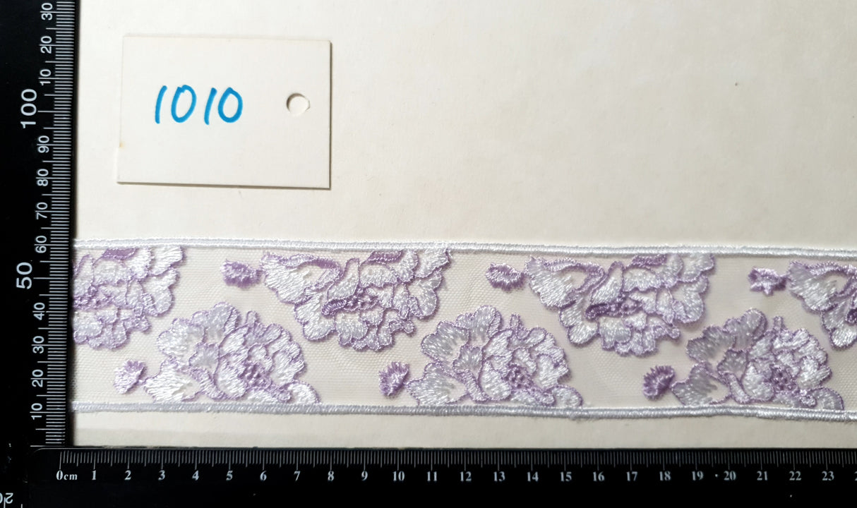 Lace Trim Pack - 1010 - White & Purple - 1 Meter
