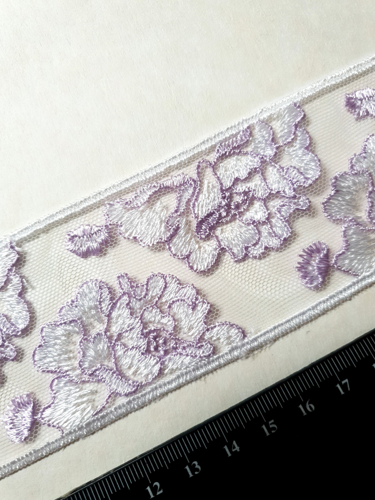 Lace Trim Pack - 1010 - White & Purple - 1 Meter
