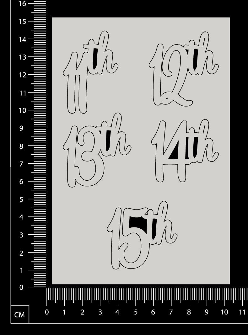 11th 12th 13th 14th 15th Set - White Chipboard