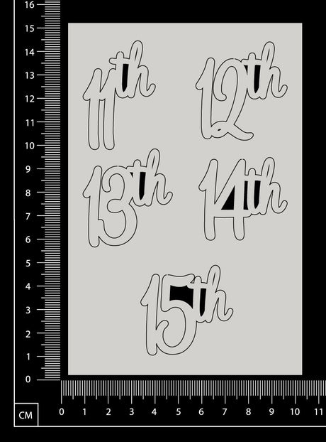 11th 12th 13th 14th 15th Set - White Chipboard