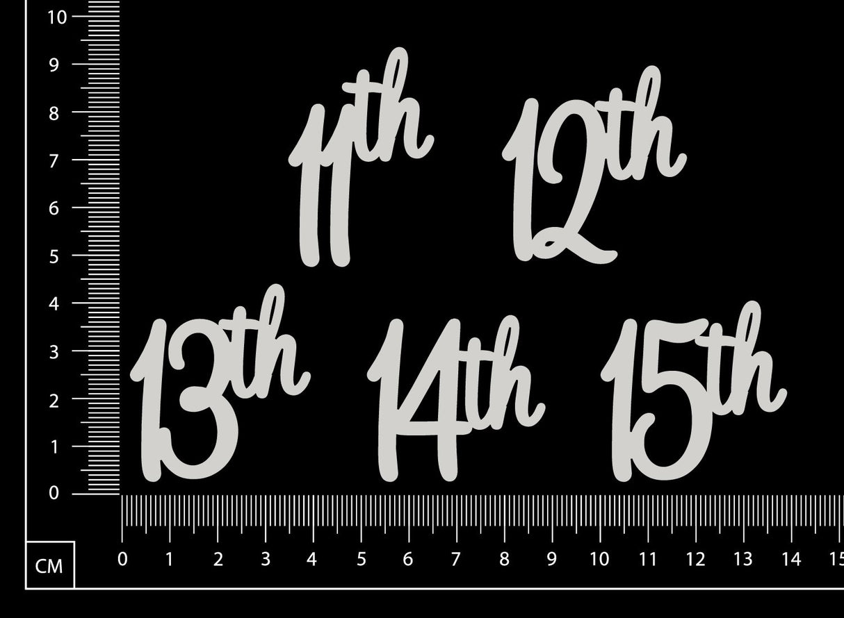 11th 12th 13th 14th 15th Set - White Chipboard