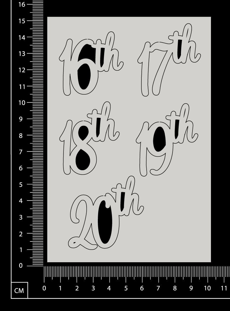 16th 17th 18th 19th 20th Set - White Chipboard